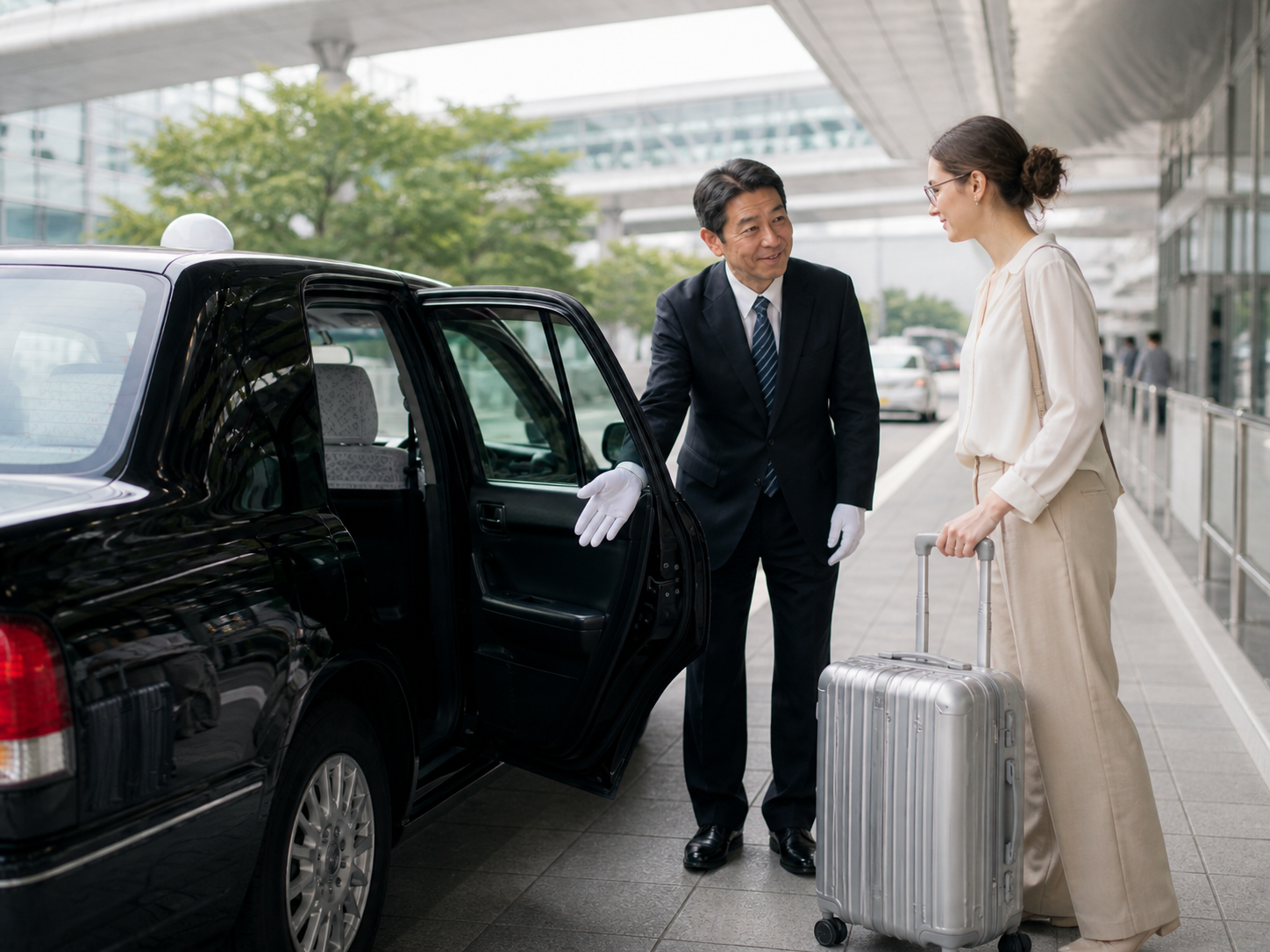 Station or airport transfer for an overseas traveler with luggage